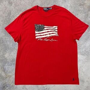 Vintage Y2K Polo Ralph Lauren American Flag Graphic Tee